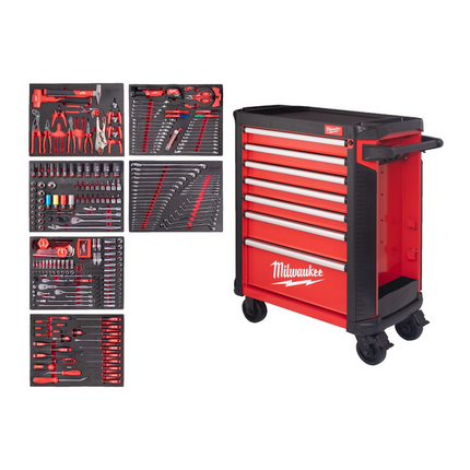 Milwaukee Gereedschapswagen gevuld 337 delig automotiveset - 4932500753