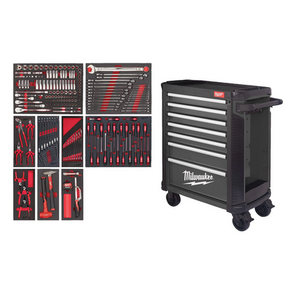 Milwaukee Gereedschapswagen gevuld 206 delig premium - 4932500744