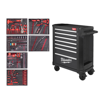 Milwaukee Gereedschapswagen gevuld 337 delig automotiveset - 4932500745