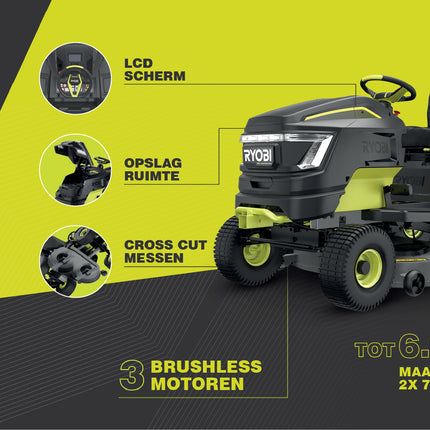 Ryobi RY72TMX107 Tuintractor 72V 107cm tot 6000m2