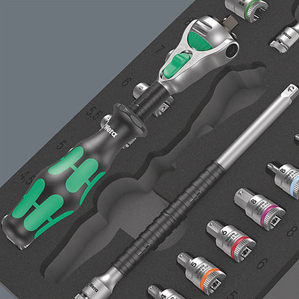Wera 9720 Schuimrubberen inzetstuk met 8000 A Zyklop ratel 1/4" Set 1, 37‑delig