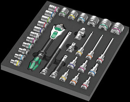 Wera 9722 Schuimrubberen inzetstuk met 8000 C Zyklop ratel 1/2" Set 1, 31‑delig