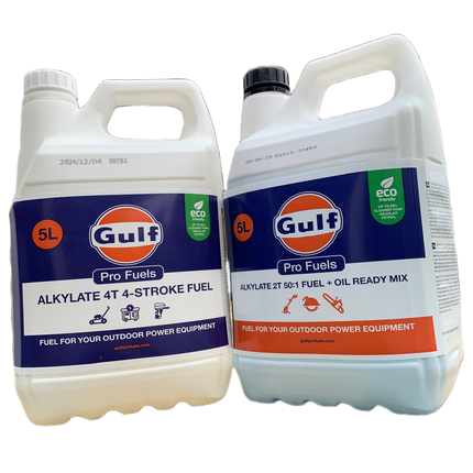 Gulf Pro Fuel 4T alkylaatbenzine 5 liter voor viertaktmotoren