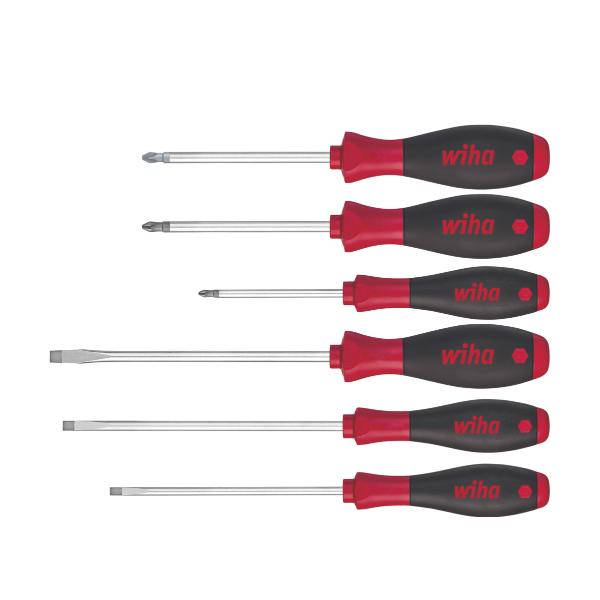 Wiha schroevendraaierset SoftFinish sleufkop, Philips, Pozidriv 6-delig