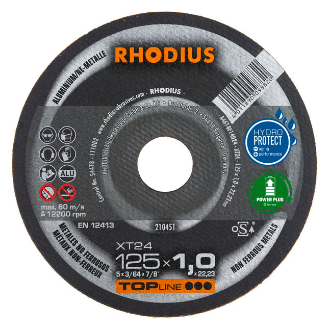 Rhodius XT24 Doorslijpschijf 125 x 1,0 x 22,23 Aluminium - 50 stuks