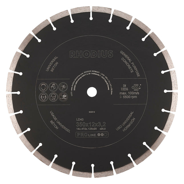 Rhodius LD40 Diamantdoorslijpschijf 350mm- 302514