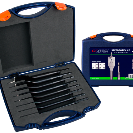 Rotec 900.1021K Speedborenset 8dlg, Heavy-Duty, in ABS-koffer