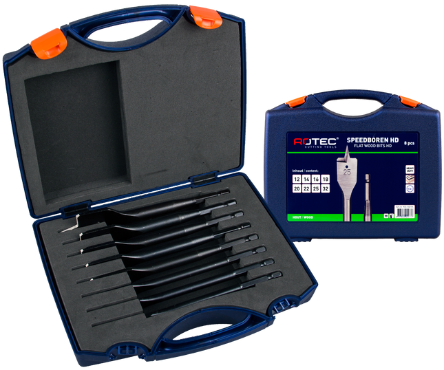 Rotec 900.1021K Speedborenset 8dlg, Heavy-Duty, in ABS-koffer