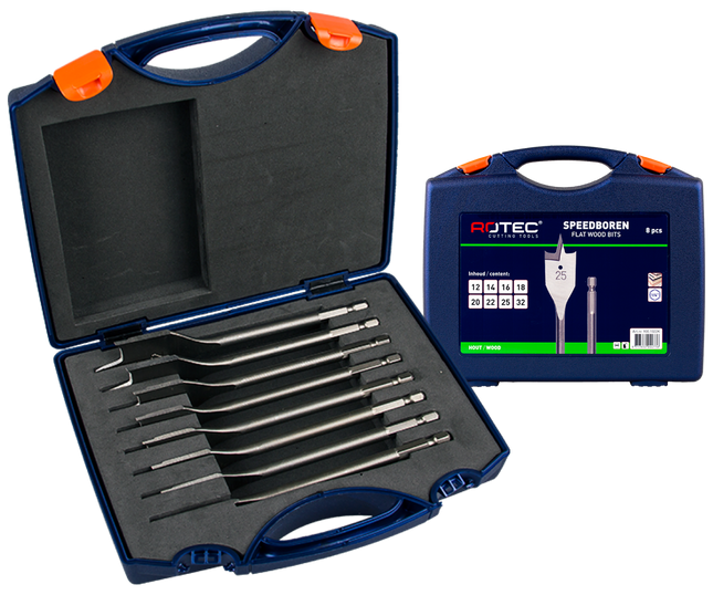 Rotec 900.1022K Speedboren set 8 dlg in ABS-koffer
