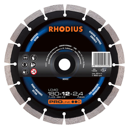 Rhodius LD40 Diamantdoorslijpschijf 180mm- 302452