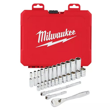 Milwaukee metrische 32 delige Ratel + doppenset 3/8" aandrijving