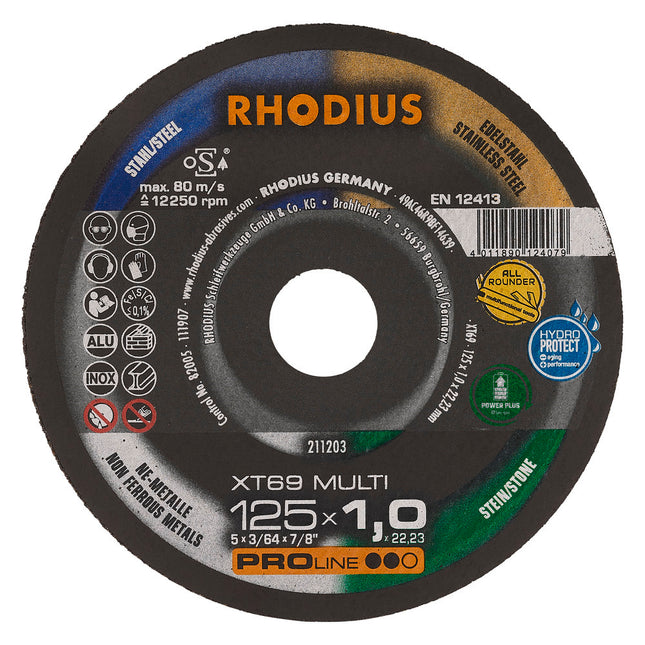 Rhodius- XT69 MULTI- Doorslijpschijf- 125x1,0x22,23- (10 stuks)- 211211