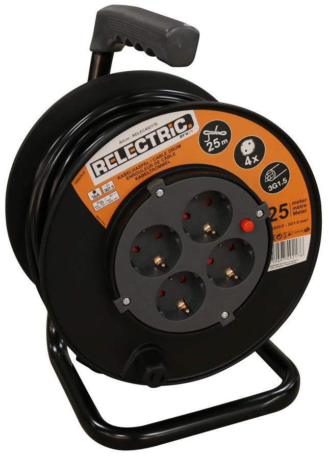 Relectric kabelhaspel 25 mtr 3x1.5mm - RELEC492176