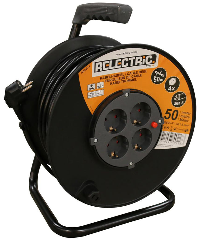 Relectric kabelhaspel 50 mtr 3x1.5mm - RELEC492183