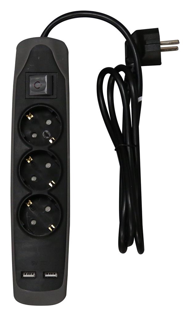 Relectric stekkerdoos 3-voudig 2x USB - RELEC492220
