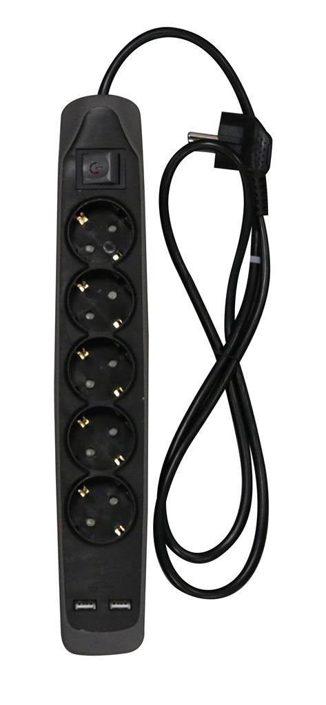 Relectric stekkerdoos 5-voudig 2x USB - RELEC492237