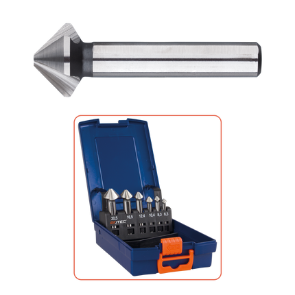 Rotec verzinkfrezenset HSS-G 6 delig type 407 in abs-cassette - 900.3001