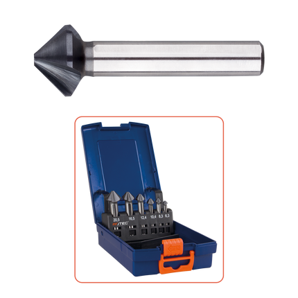 Rotec verzinkfrezenset HSS-G 6 delig gecoat type 407 in abs-cassette - 900.3002