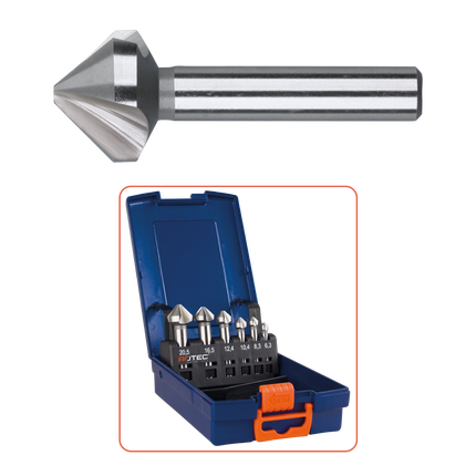 Rotec verzinkfrezenset HSS-E 6 delig INOX, type 403 in abs-cassette - 900.3005