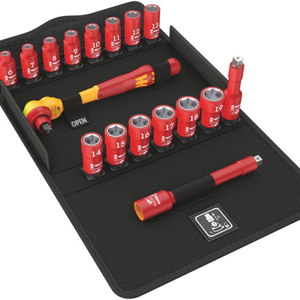 Wera 8100 SB VDE 1 Zyklop ratelset, geïsoleerd, omschakelpal, 3/8", metrisch