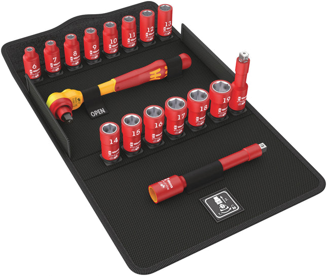 Wera 8100 SB VDE 1 Zyklop ratelset, geïsoleerd, omschakelpal, 3/8", metrisch