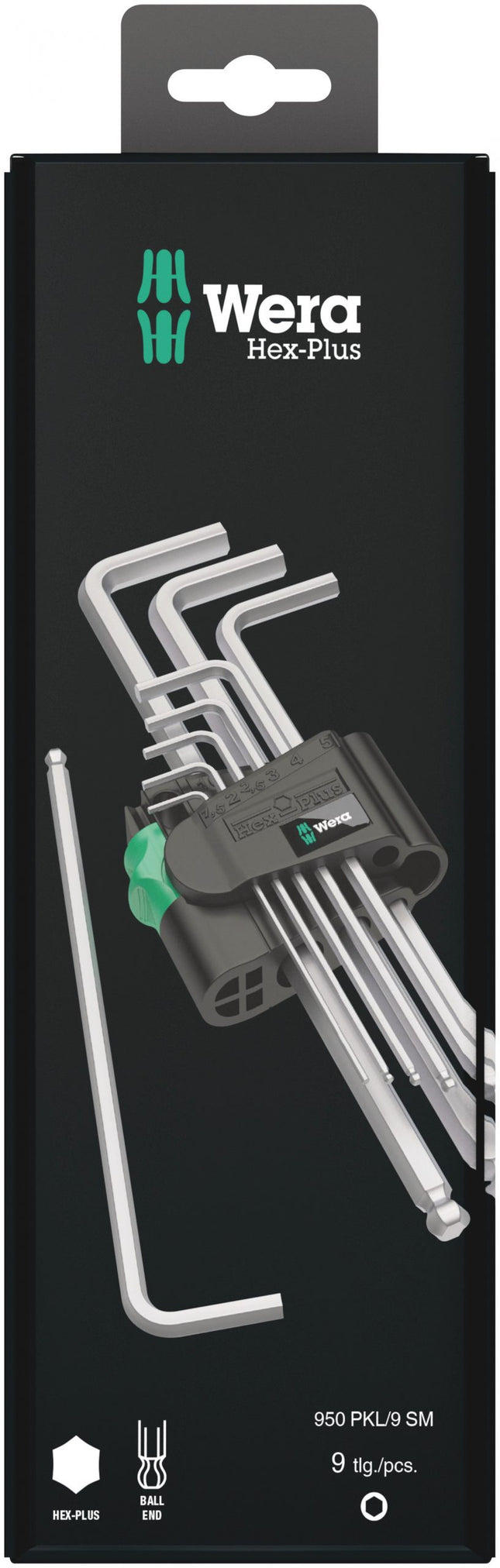 Wera 950/9 Hex-Plus 1 SB Stiftsleutelset, metrisch, verchroomd