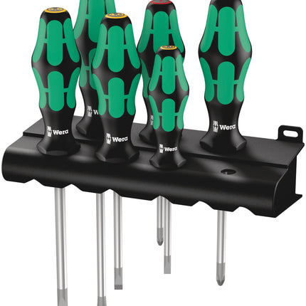 Wera 334/6 schroevendraaierset Kraftform Plus Lasertip + houder